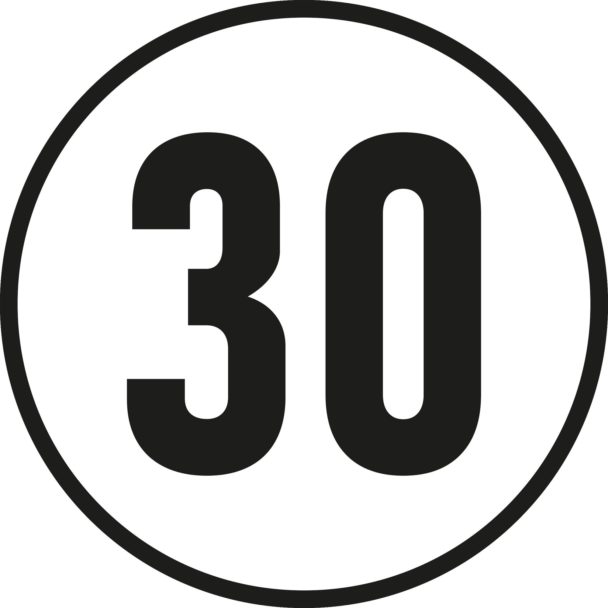 30 km/h-Schild, Ø 200 mm, Aluminium