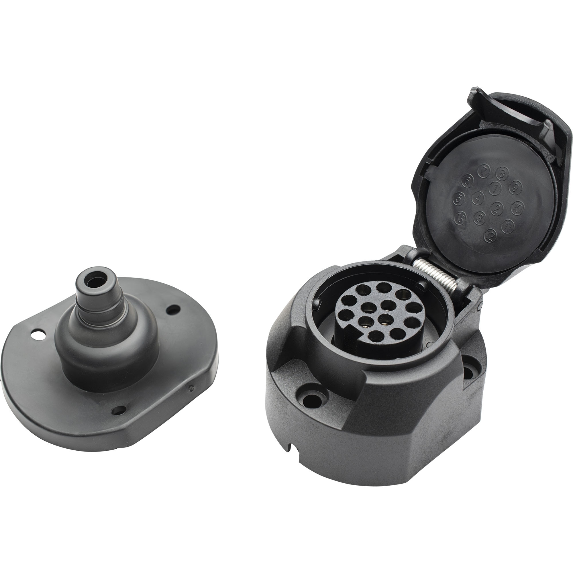 Steckdose 13-polig, 12V, Kunststoff, Gummidichtung