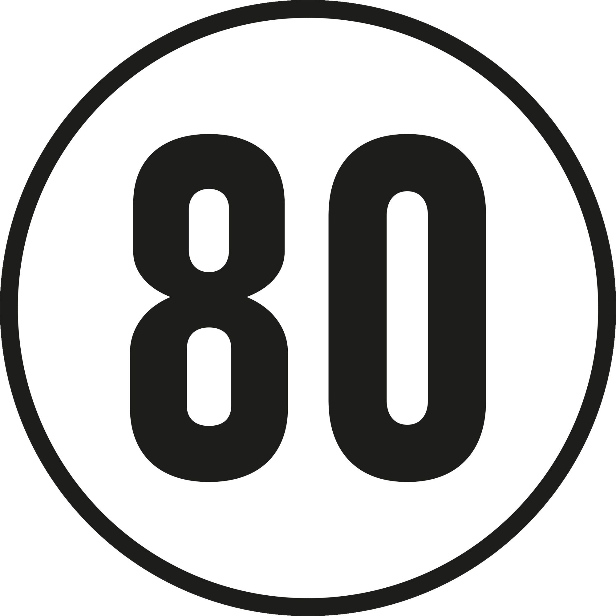 80 km/h-Schild, Ø 200 mm, Aluminium