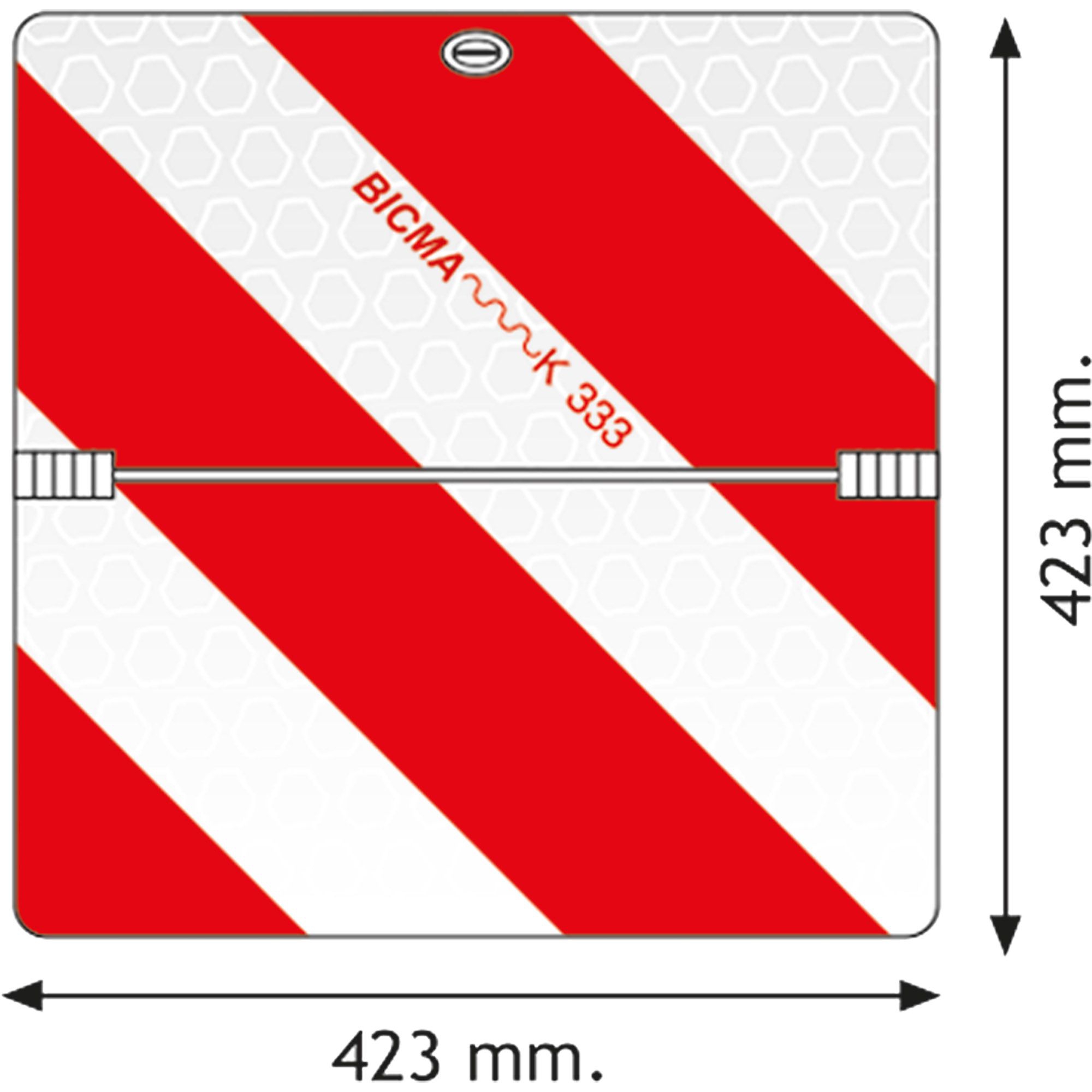 Warnstafel rechtsabweisend, Maße 423 x 423 x 8 mm