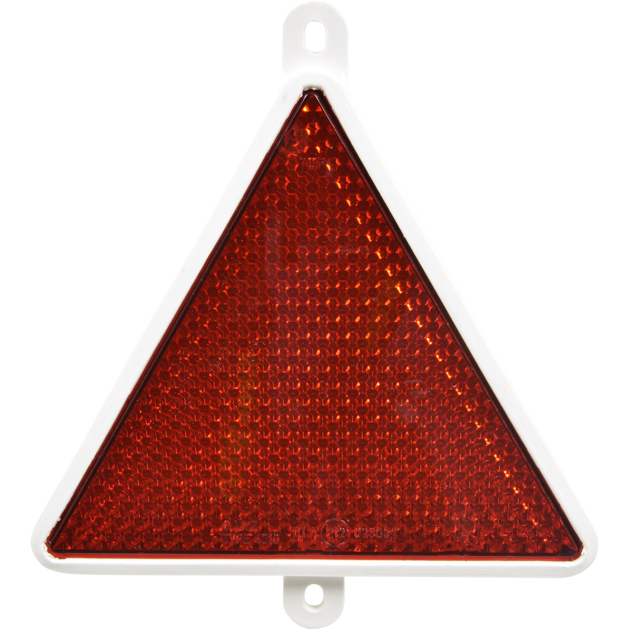 Dreieckrückstrahler rot, weiße Kunsstofffassung Dreieckrückstrahler rot, weiße Kunsstofffassung