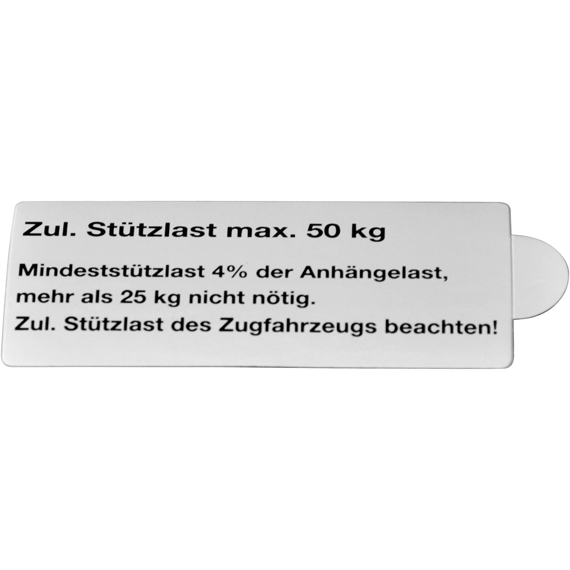 Stützlastaufkleber, Stützlast max. 50 kg