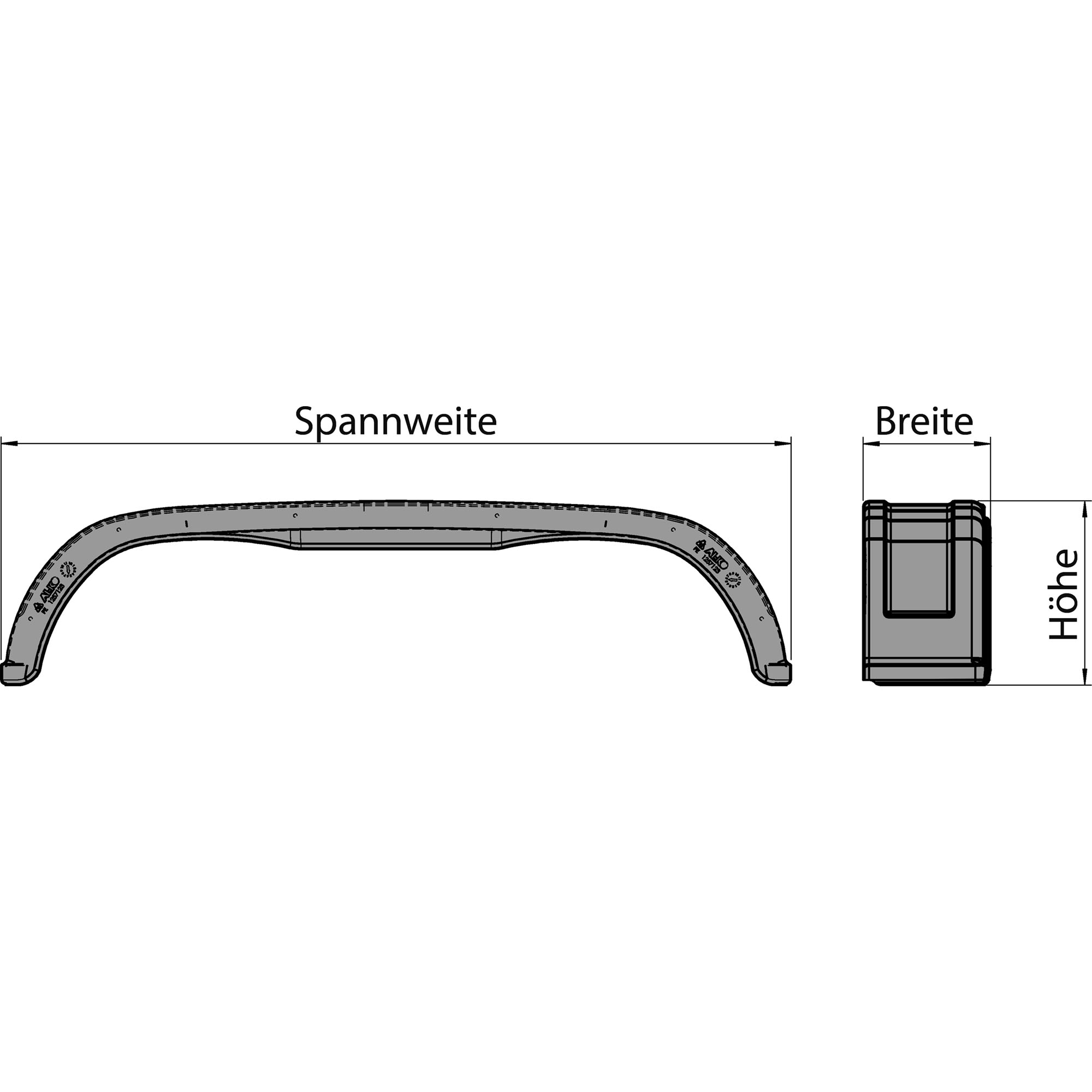 Tandem-Kotflügel AL-KO rund, Kunststoff, B 220 mm