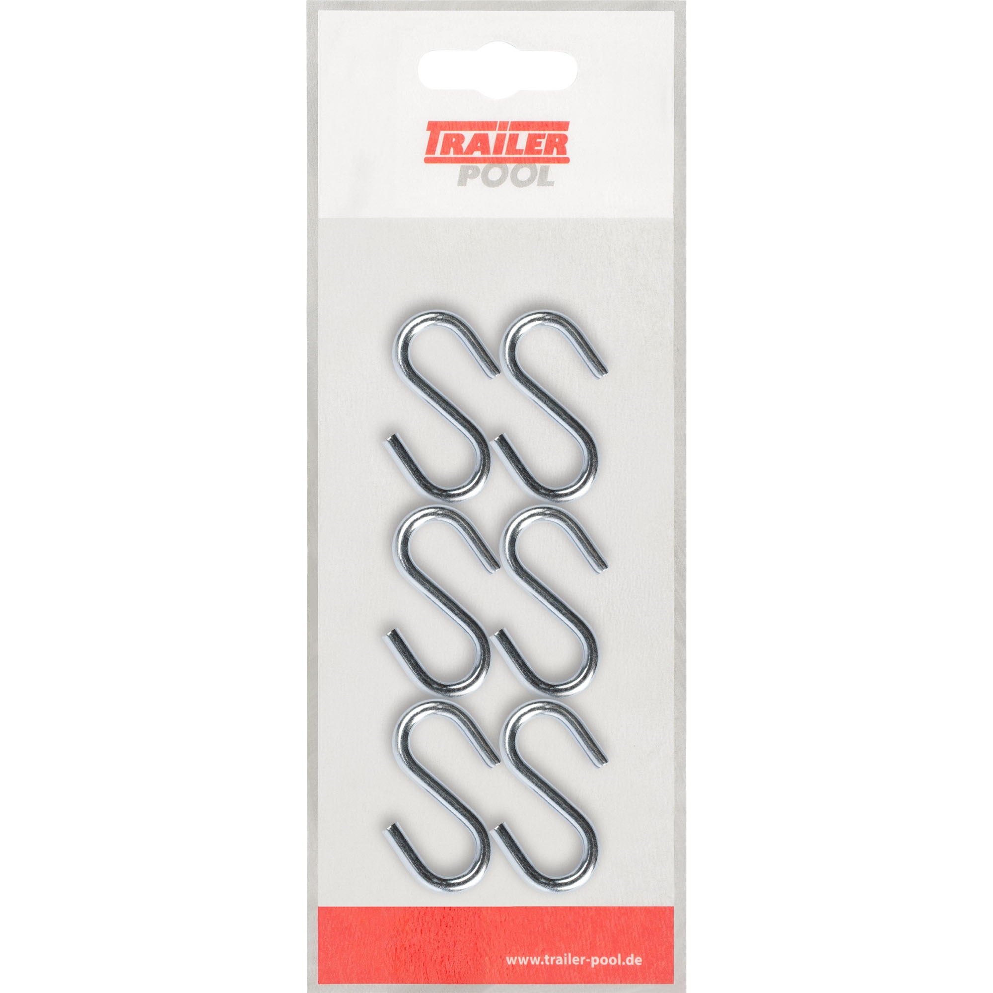 6x S-Haken, Stahl verzinkt, L 40 mm, Stärke 3,8 mm