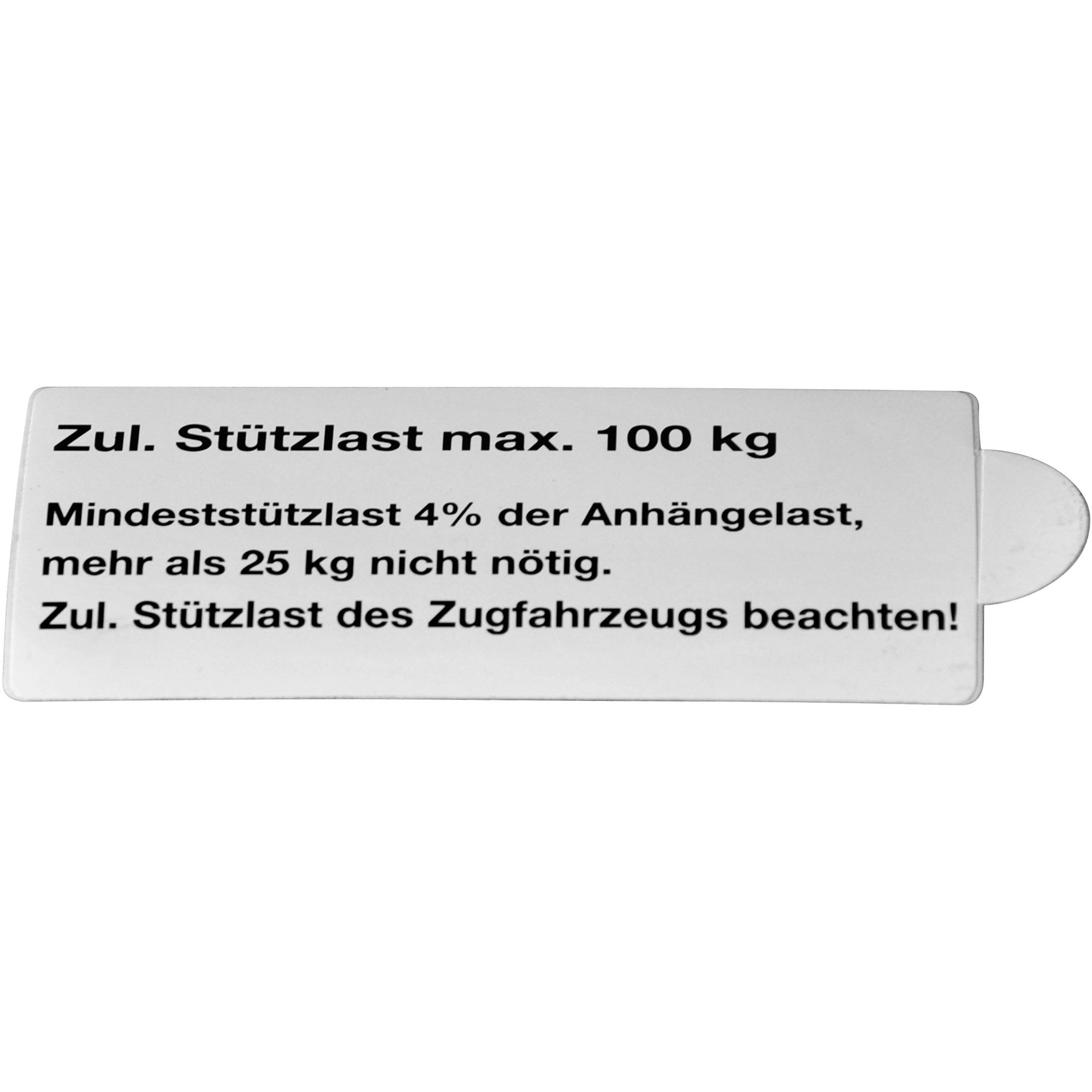 Stützlastaufkleber, Stützlast max. 100 kg