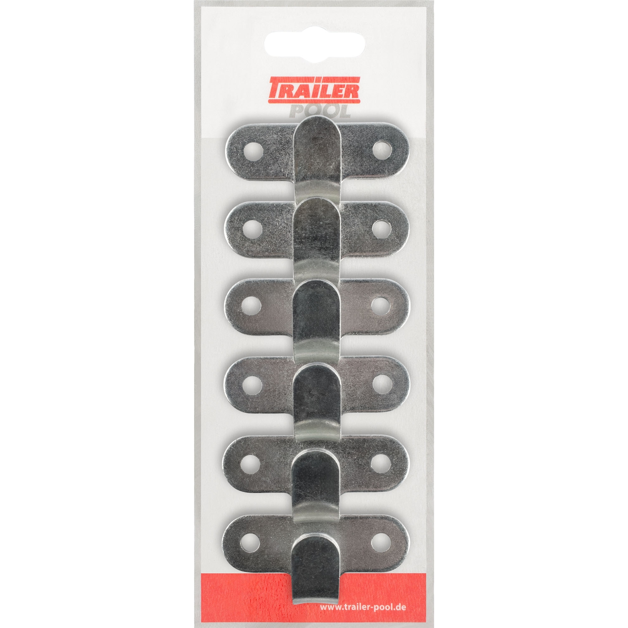 6 x Abspannhaken 2-Loch, Länge 65 mm, LA 45 mm