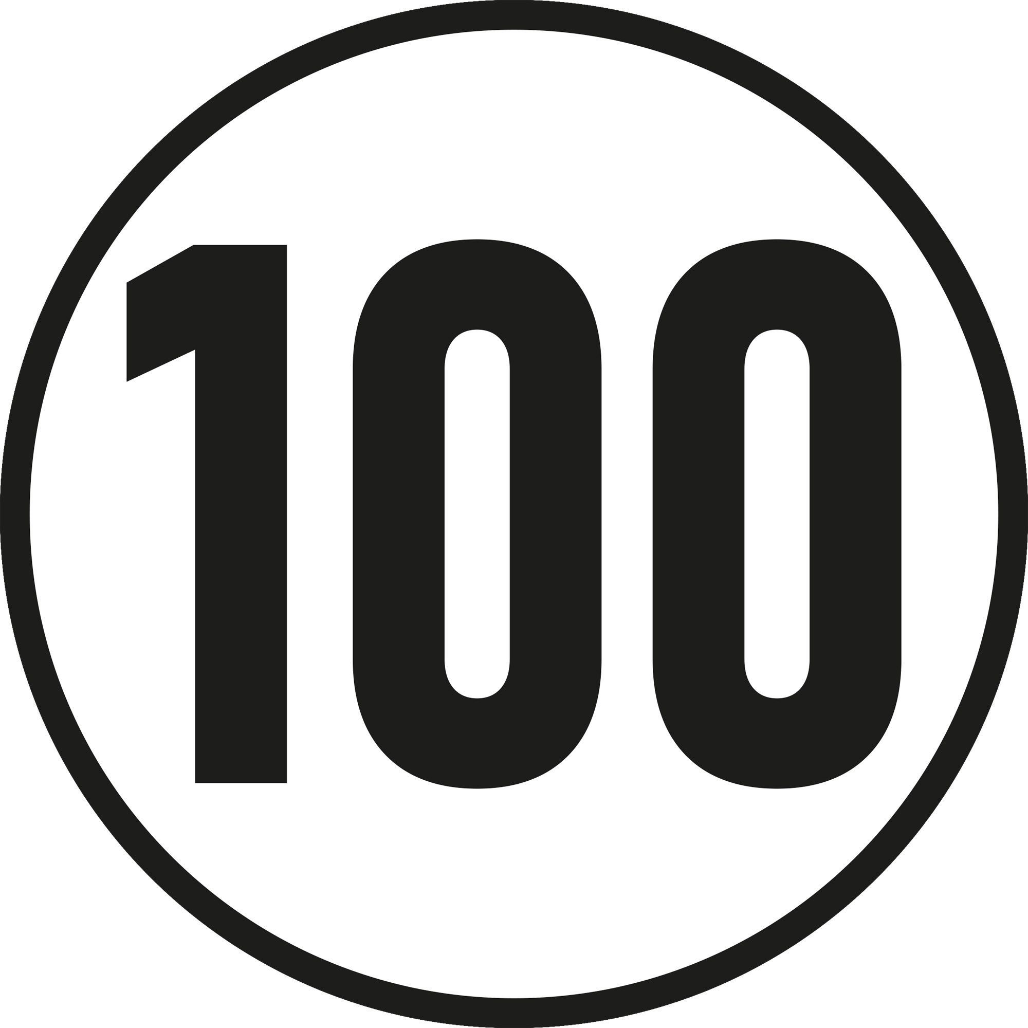 100 km/h-Schild, Ø 200 mm, Aluminium