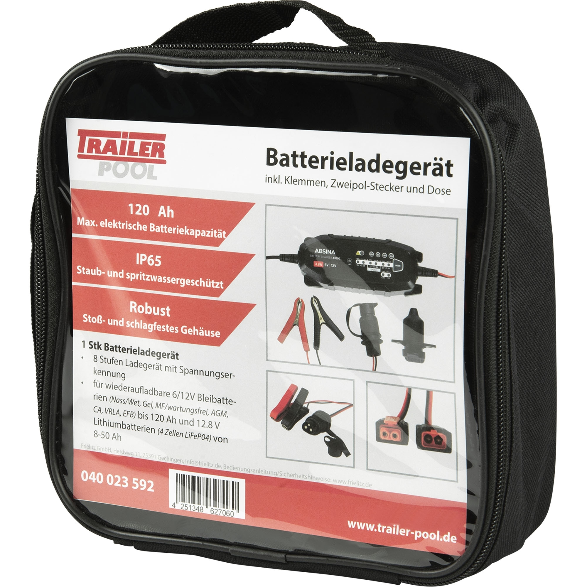 Batterieladegerät A3800, 6/12 Volt, 3.8 A, mit 3-pol Stecker+Steckdose