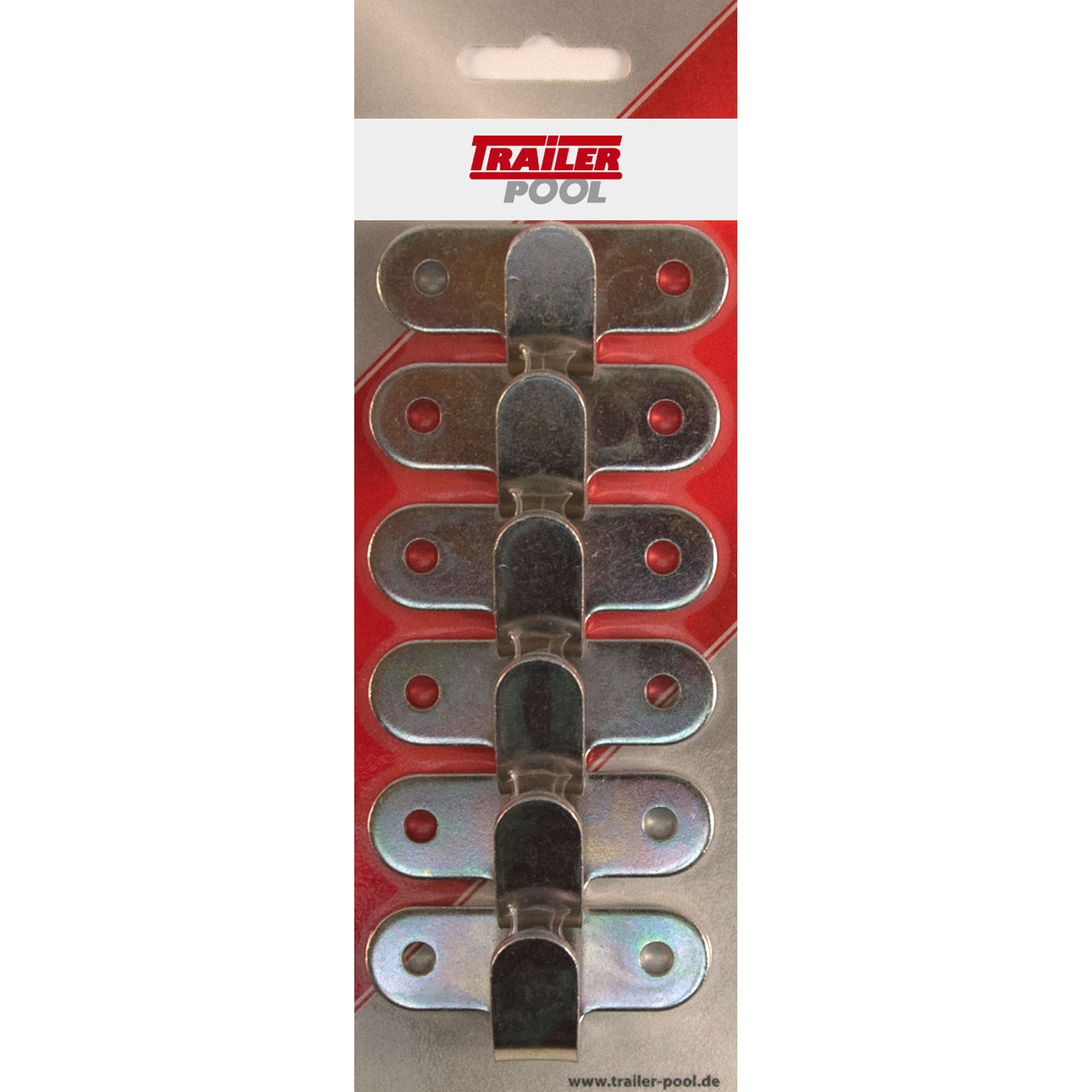 6 x Abspannhaken 2-Loch, Länge 65 mm, LA 45 mm